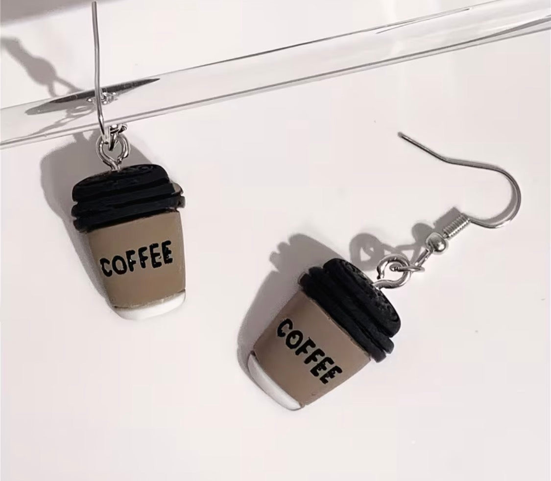 Pair Fashion Coffee Cup Shaped Acrylic Earrings