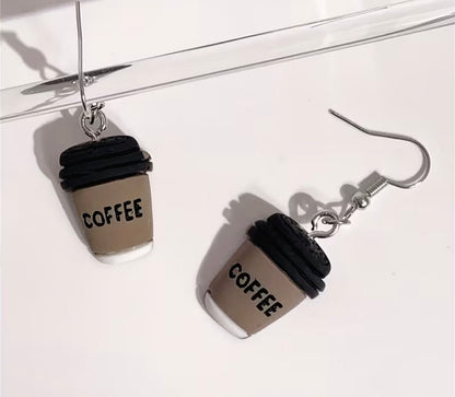 Pair Fashion Coffee Cup Shaped Acrylic Earrings