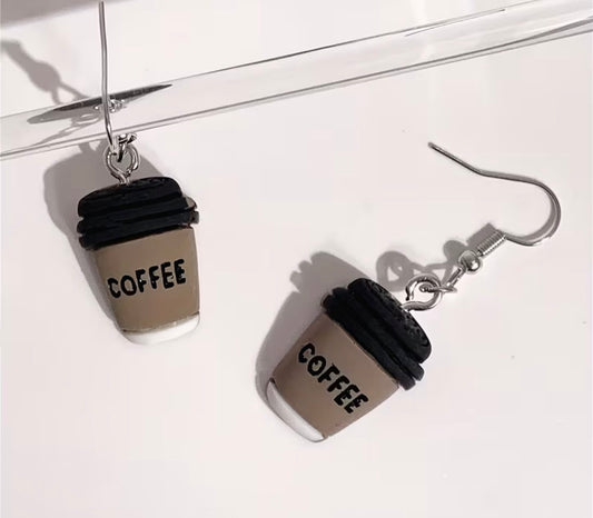 Pair Fashion Coffee Cup Shaped Acrylic Earrings