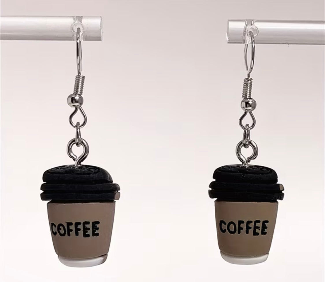Pair Fashion Coffee Cup Shaped Acrylic Earrings