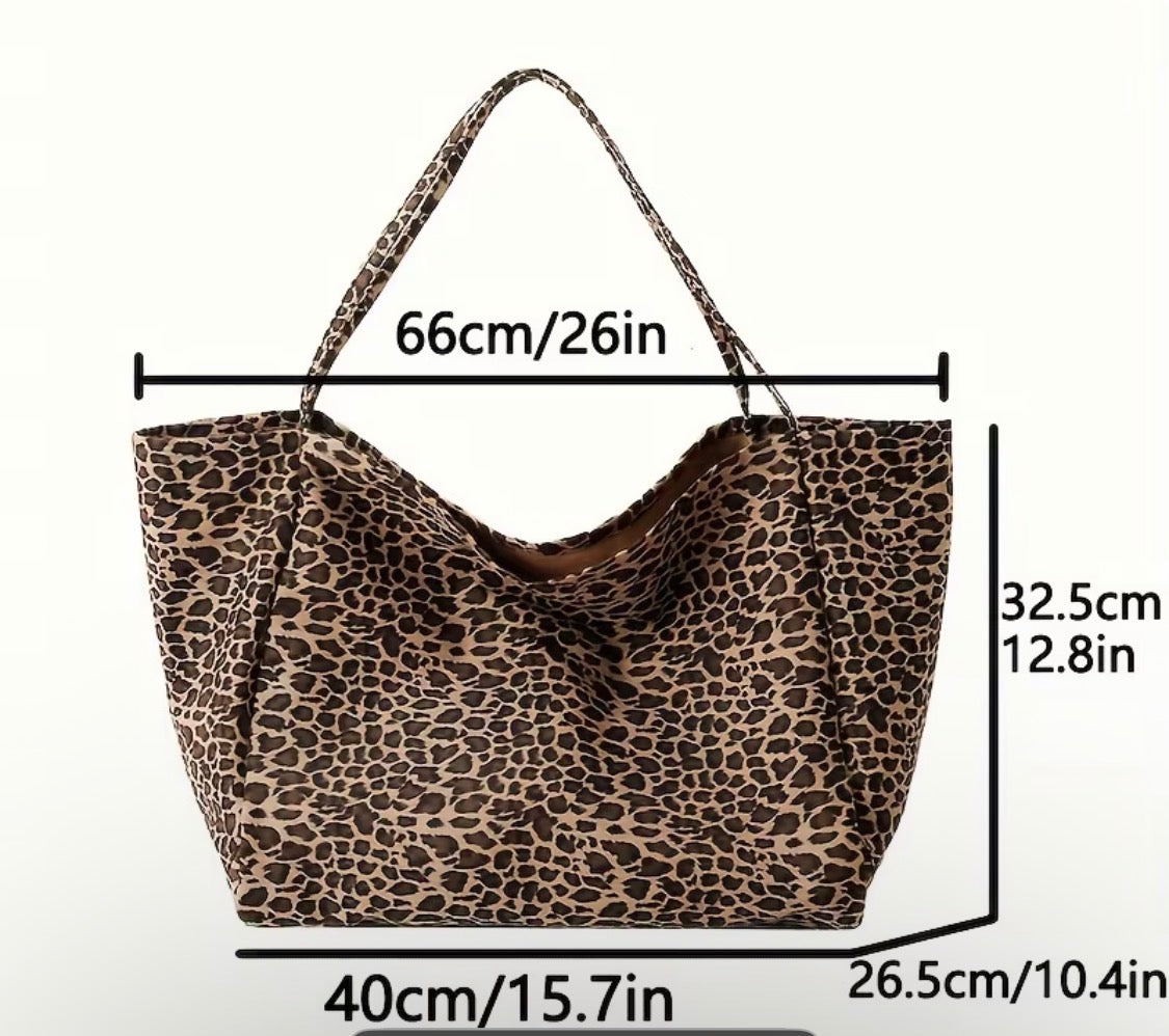 Large Capacity Leopard Print Canvas Tote