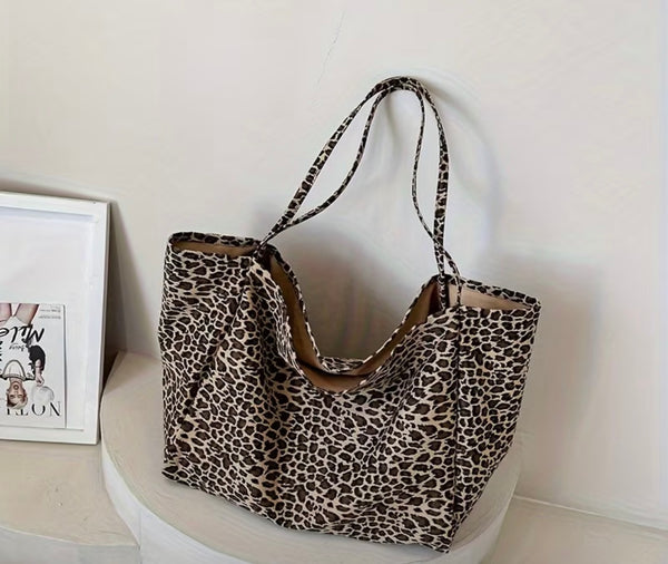 Large Capacity Leopard Print Canvas Tote