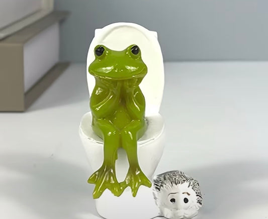 Fantasy Frog on Toilet Resin Decoration