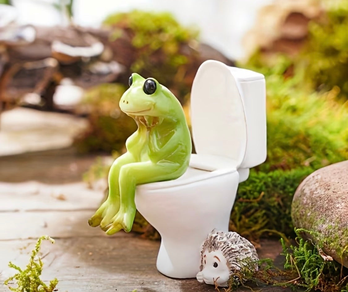Fantasy Frog on Toilet Resin Decoration