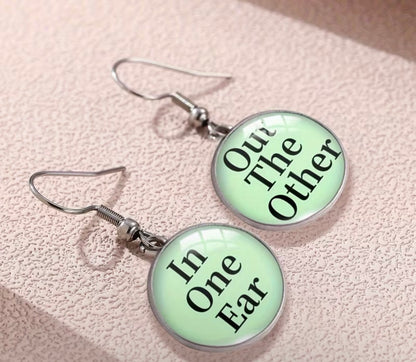 Humorous Quote Drop Hook Earrings