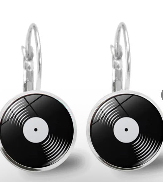 Vintage Vinyl Record Drop Earrings