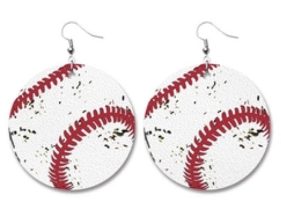 VINTAGE DISTRESSED BASEBALL EARRINGS