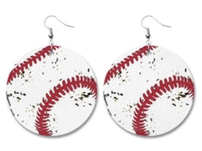 VINTAGE DISTRESSED BASEBALL EARRINGS