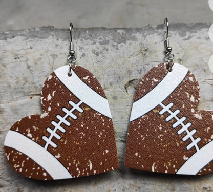 HEART SHAPED FOOTBALL EARRINGS
