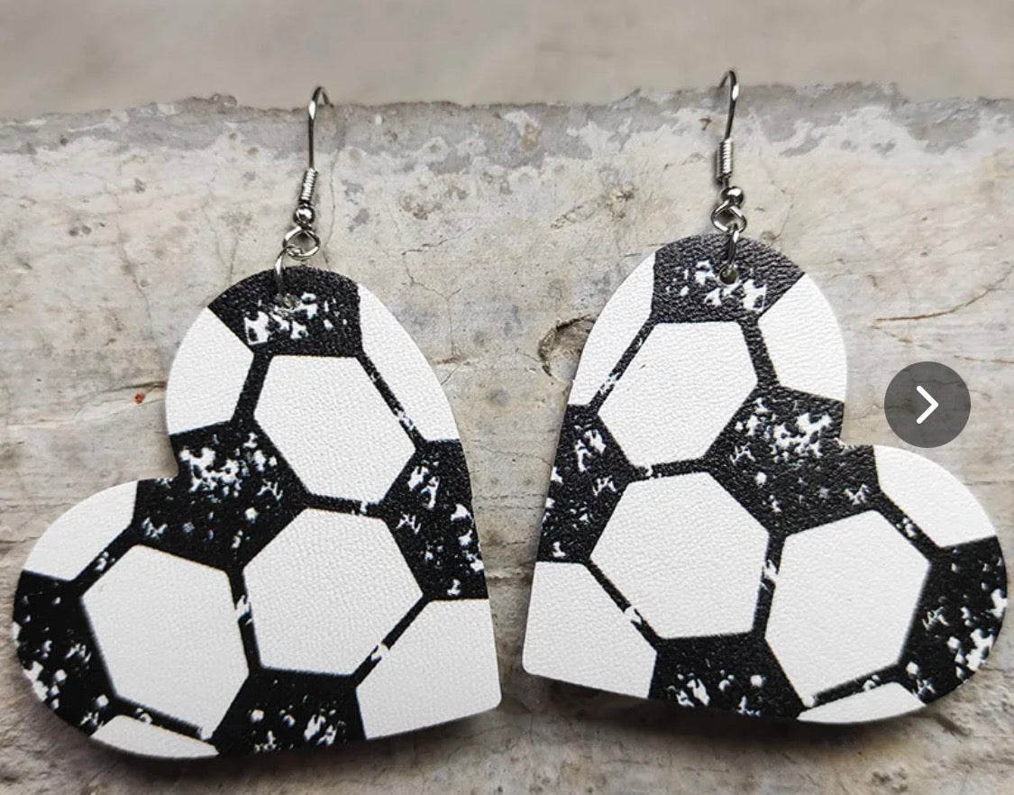 HEART SHAPED SOCCER EARRINGS