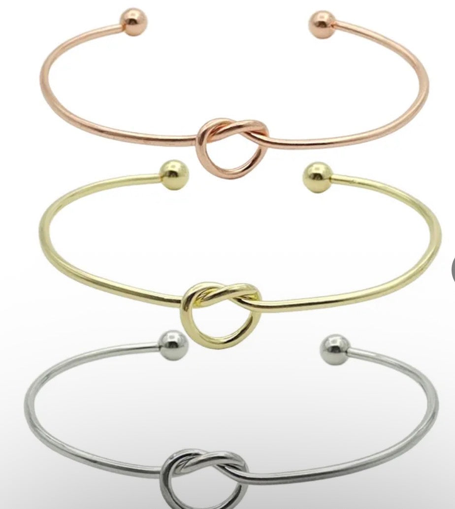 3 Minimalist Metal Knot Open Cuff Bracelet