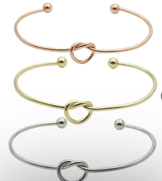 3 Minimalist Metal Knot Open Cuff Bracelet