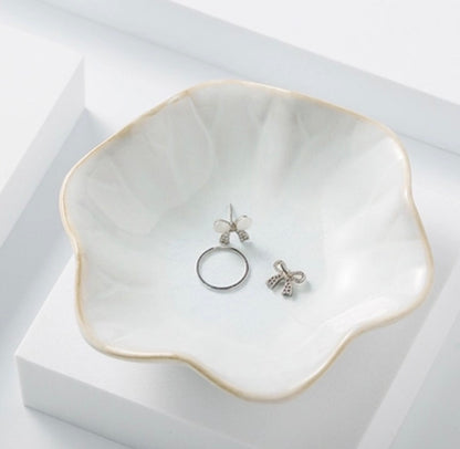 Ceramic Jewelry Tray Lotus Petal Leaf Shape Decorative Storage Dish