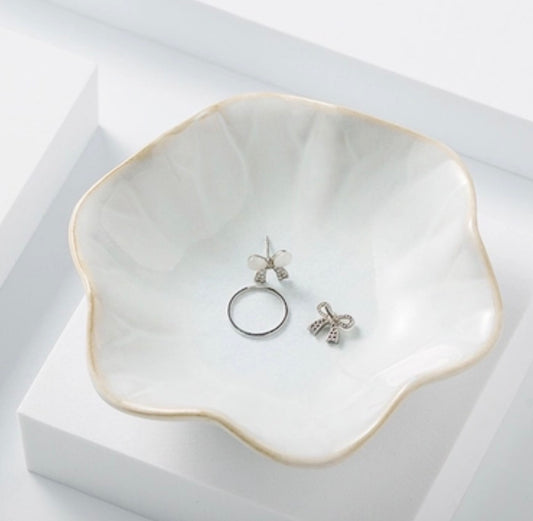 Ceramic Jewelry Tray Lotus Petal Leaf Shape Decorative Storage Dish