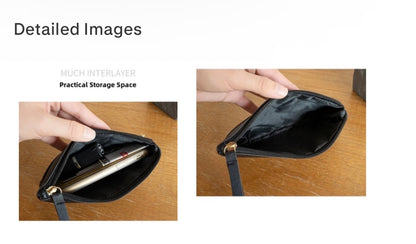 Women PU Leather Clutch Bag Double Zipper Wristlet