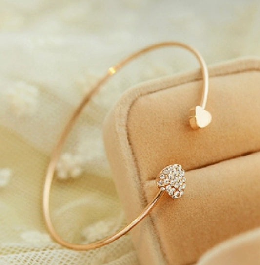 Geometric Heart Shaped Open Cuff Bracelet