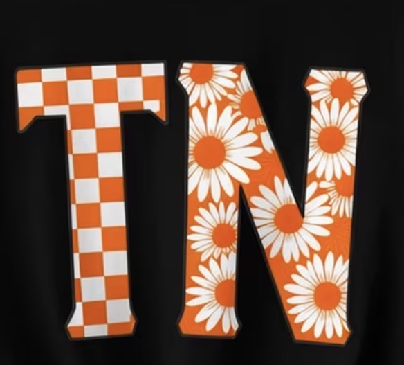 FUN ORANGE AND WHITE TENNESSEE VOLUNTEERS THEMED DESIGN T-SHIRT