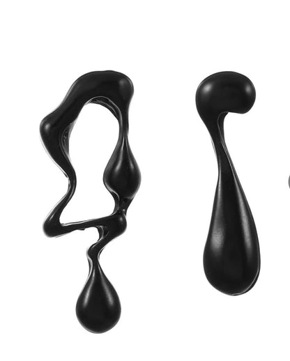 Matte Black Liquid Metal Earrings