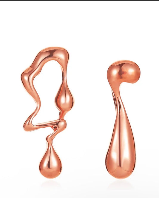 ROSE GOLD LIQUID METAL EARRINGS