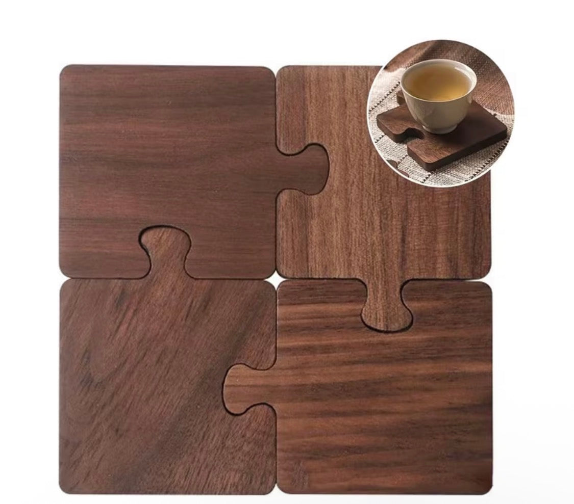Retro Wooden Puzzle Coasters