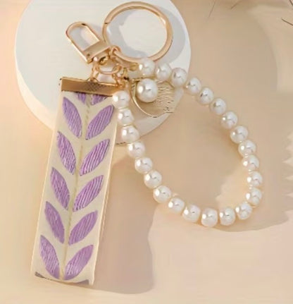 Elegant & Woven Ribbon Bag Charm with Fabric Key Ring