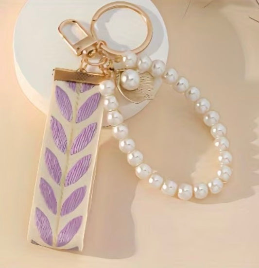 Elegant & Woven Ribbon Bag Charm with Fabric Key Ring