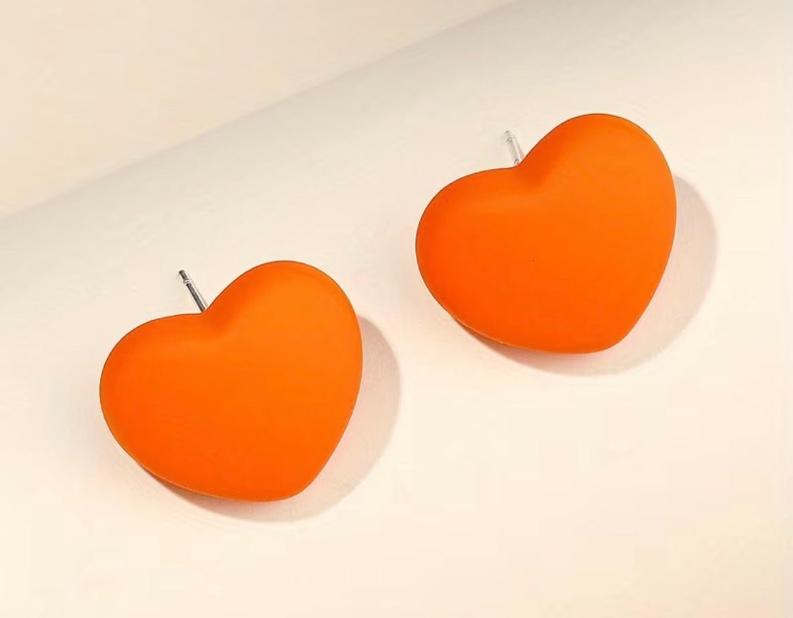 Acrylic Candy-colored Heart Stud Earrings