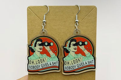 Sarcastic Quirky Cartoon Design, Lightweight, Novelty Earrings