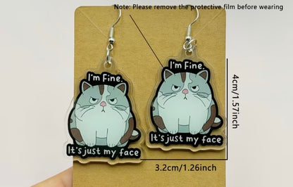 Pair of Cute Cat Acrylic Earrings