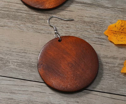 Vintage Boho Brown Wood Earrings
