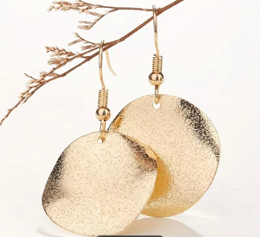 Gold Simple Irregular Round Women's Earrings