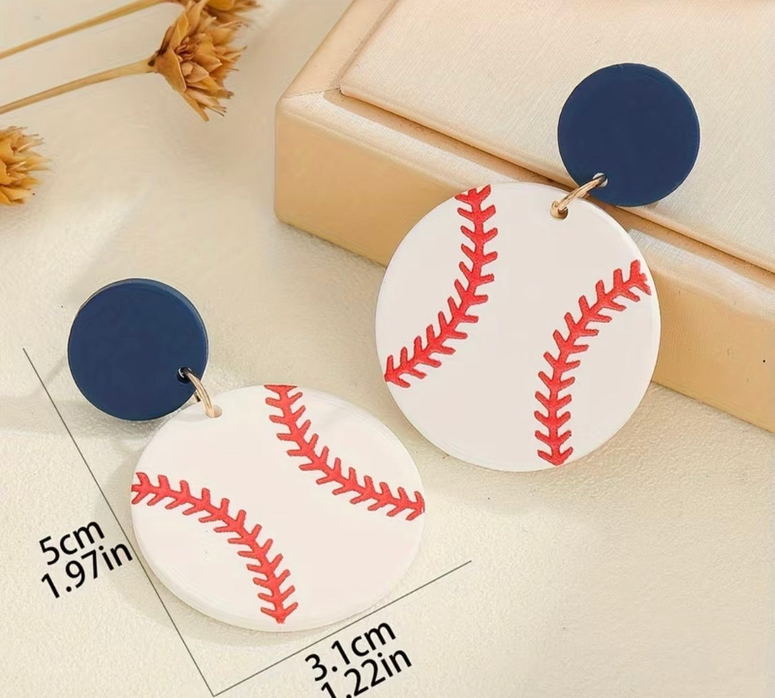 Baseball Design Dangle Earrings Cute Sporty Style Acrylic Jewelry Trendy Sports Game Day Earrings
