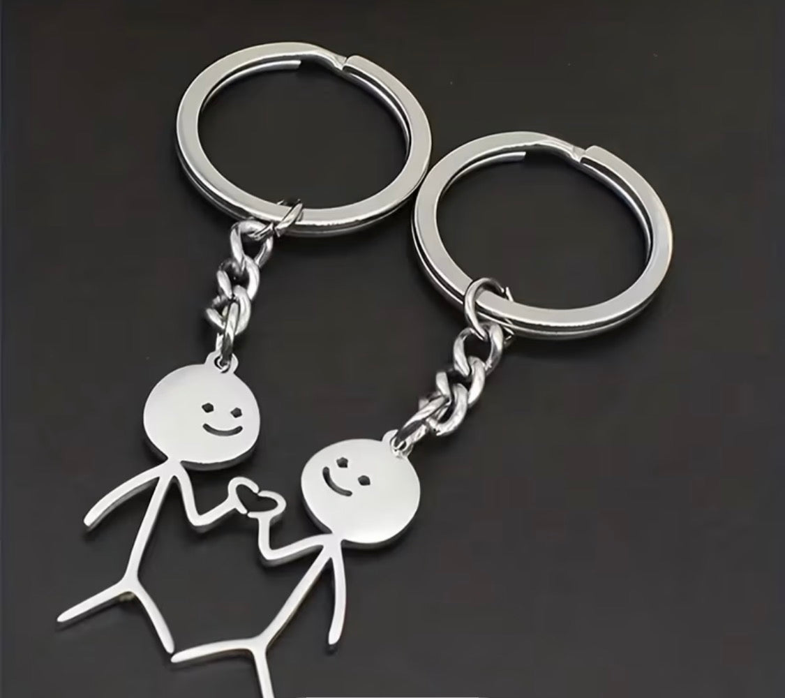 CUTE STICKMAN MATCHING HEART KEYCHAIN
