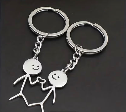 CUTE STICKMAN MATCHING HEART KEYCHAIN