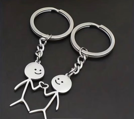 ADORABLE STICKMAN MATCHING HEART KEYCHAIN