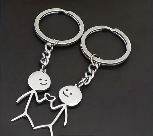 ADORABLE STICKMAN MATCHING HEART KEYCHAIN