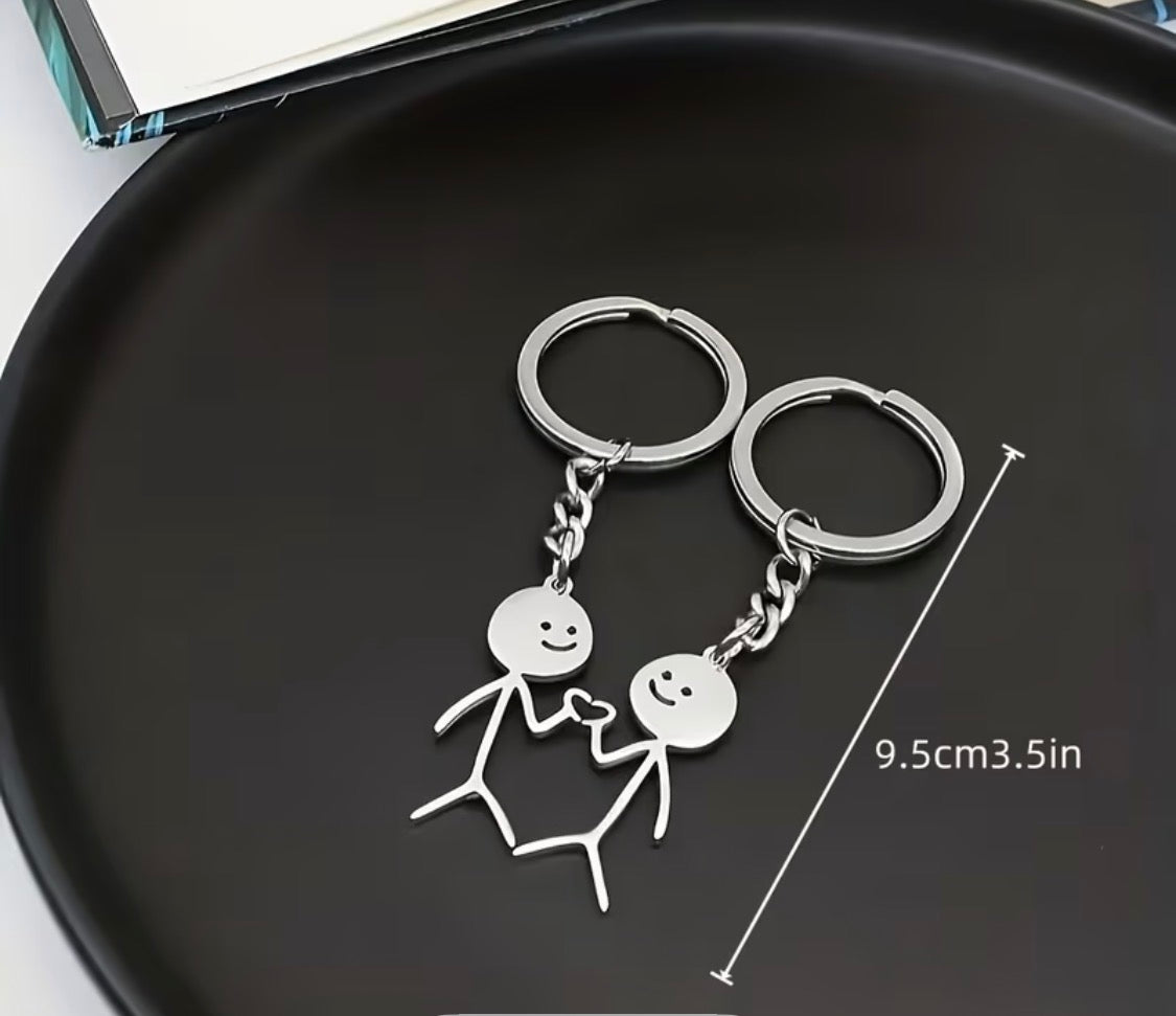 CUTE STICKMAN MATCHING HEART KEYCHAIN