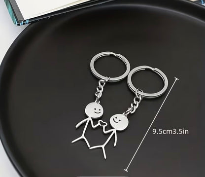 CUTE STICKMAN MATCHING HEART KEYCHAIN