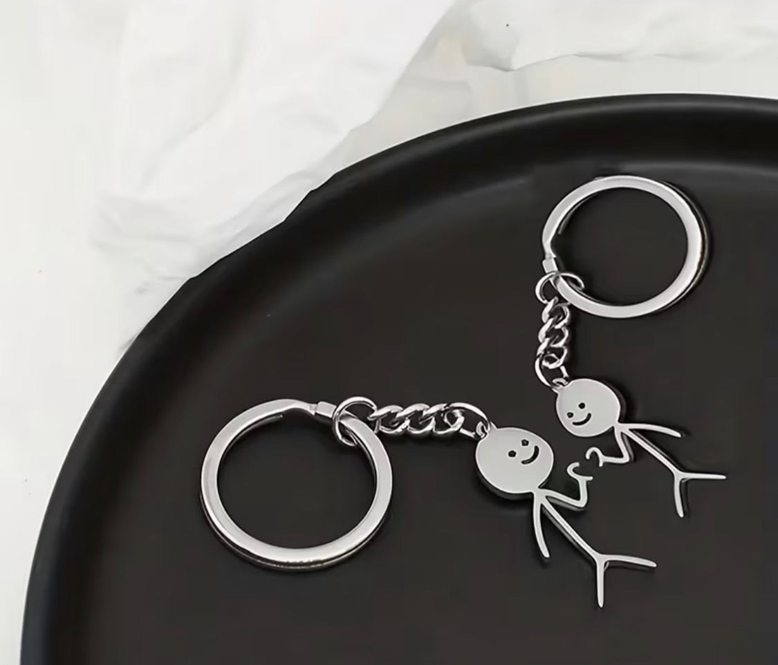 CUTE STICKMAN MATCHING HEART KEYCHAIN