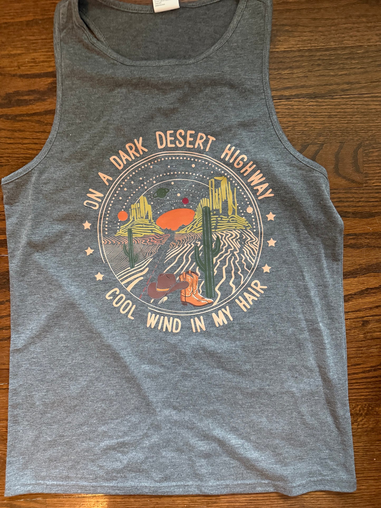 "ON A DARK DESERT HIGHWAY" TANK TOP