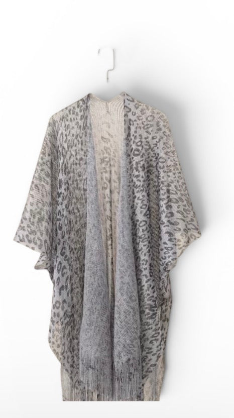 Casual Leopard Print Tassel Hem Loose Cardigan