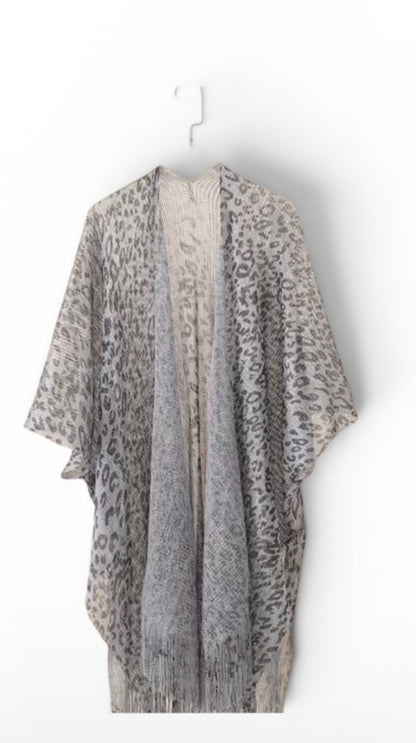 Casual Leopard Print Tassel Hem Loose Cardigan