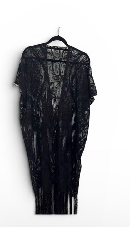 Bohemian Style Women's Embroidered Lace Long Cardigan
