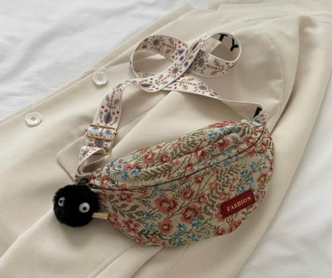 BOHO FLORAL PRINT CROSSBODY BAG