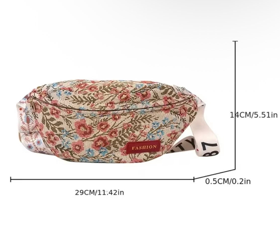 BOHO FLORAL PRINT CROSSBODY BAG