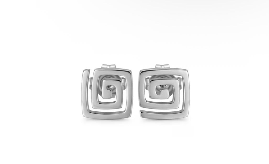 SILVER GEOMETRIC SQUARE EARRINGS