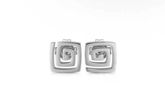 SILVER GEOMETRIC SQUARE EARRINGS