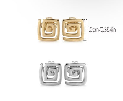 SILVER GEOMETRIC SQUARE EARRINGS