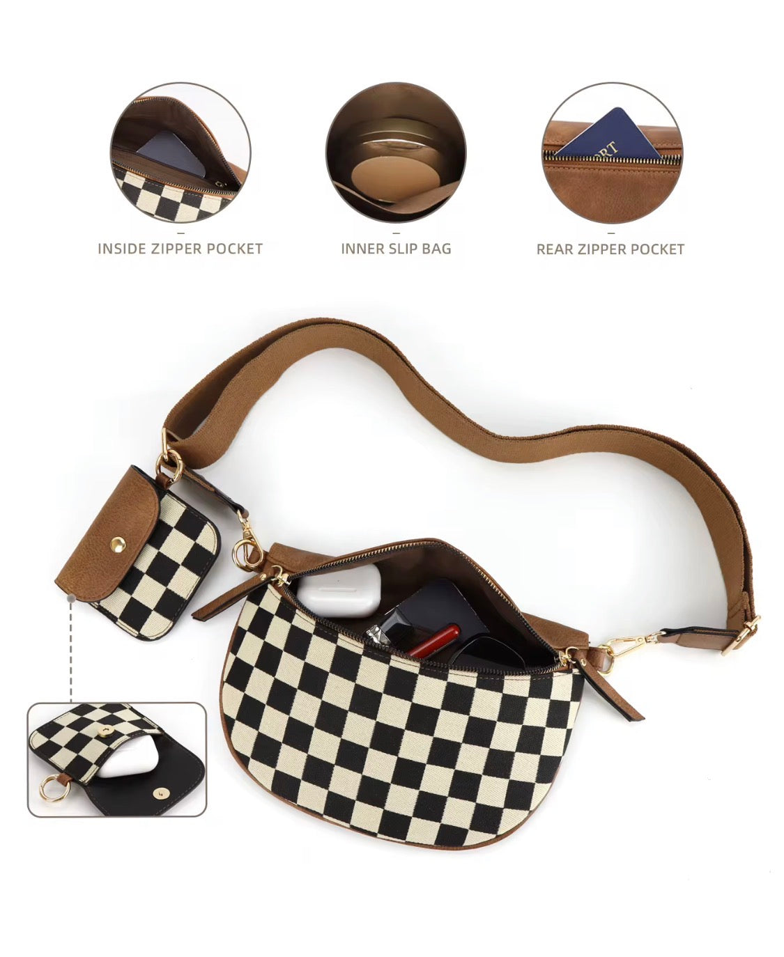 CHECKERED CROSSBODY BAG