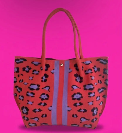 BOLD RED LEOPARD TOTE